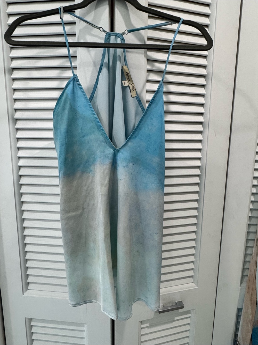 Blue Ombre Satin Camisole Slip with Adjustable Back Tie